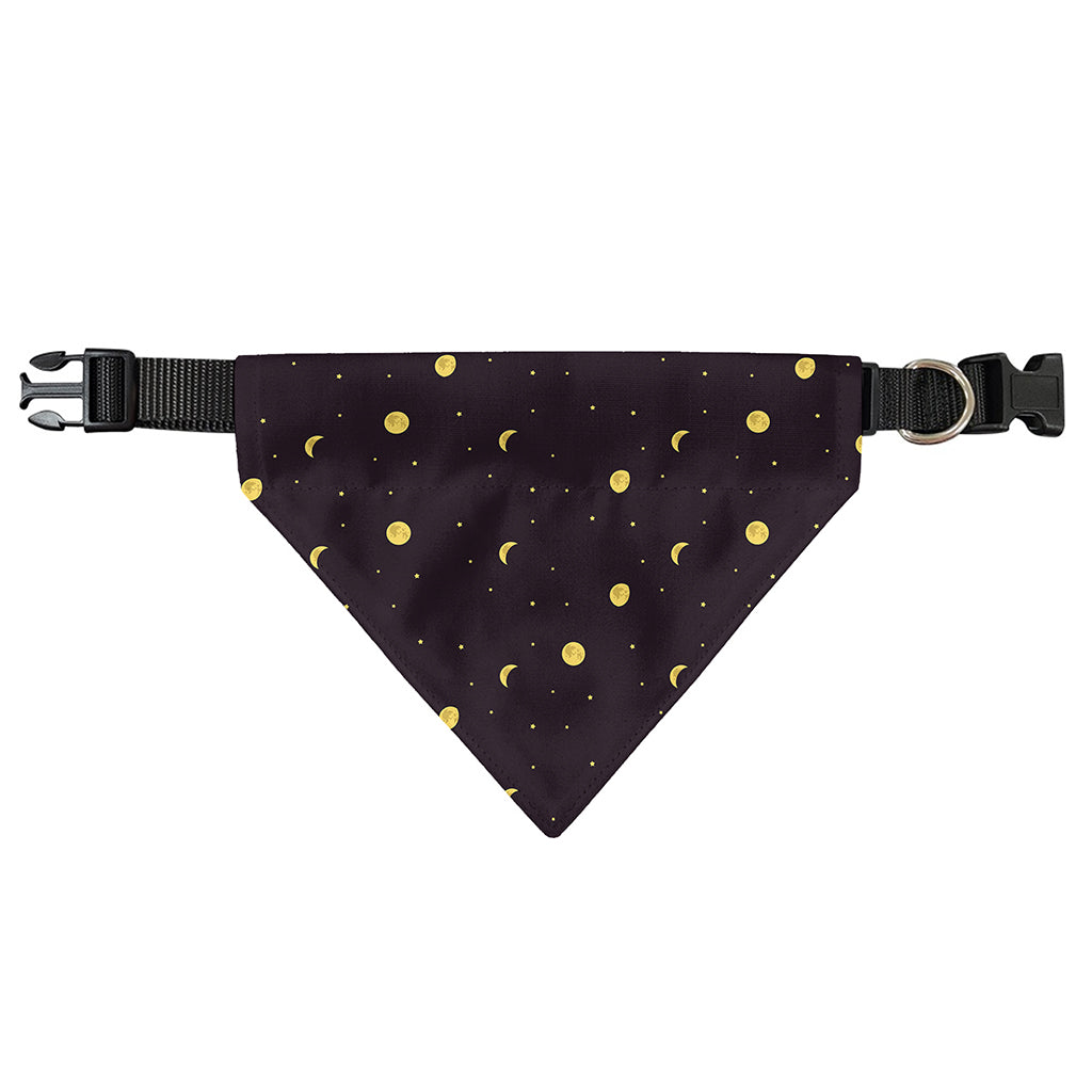 Moon Phase And Stars Pattern Print Over The Collar Dog Bandana