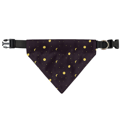 Moon Phase And Stars Pattern Print Over The Collar Dog Bandana
