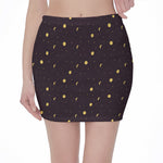 Moon Phase And Stars Pattern Print Pencil Mini Skirt