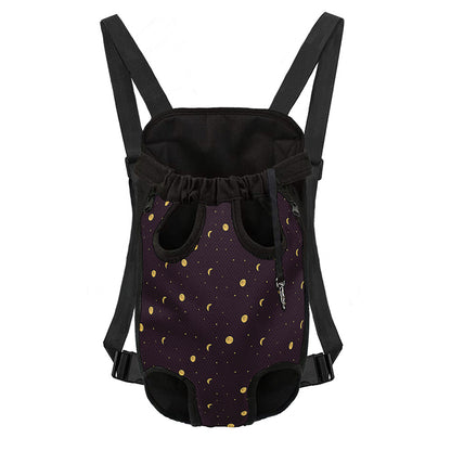 Moon Phase And Stars Pattern Print Pet Carrier Backpack