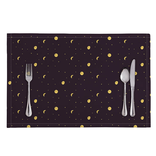 Moon Phase And Stars Pattern Print Placemat