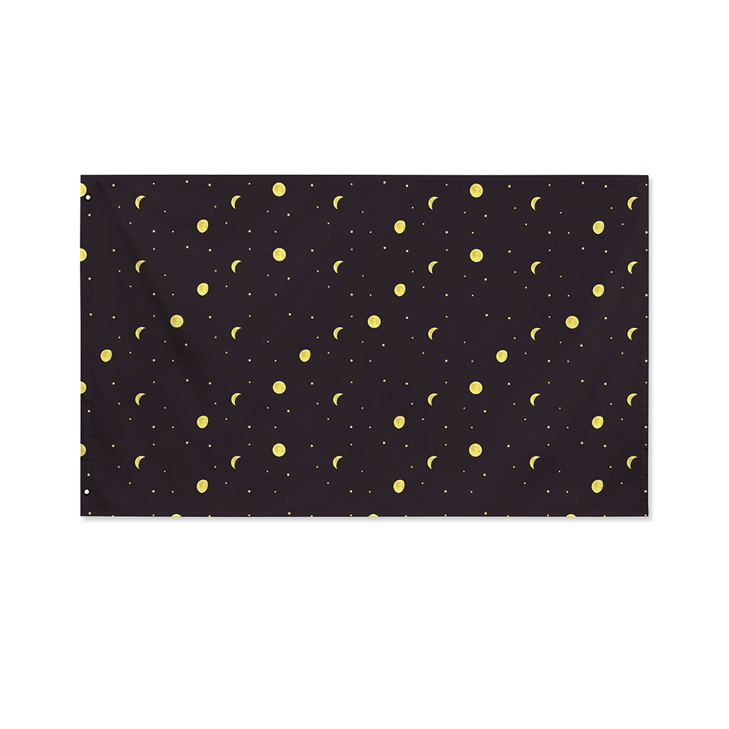 Moon Phase And Stars Pattern Print Polyester Flag