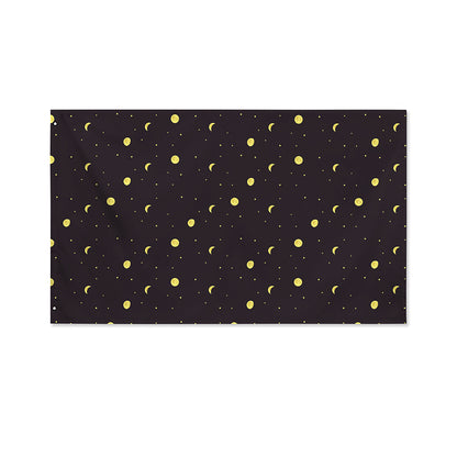 Moon Phase And Stars Pattern Print Polyester Flag