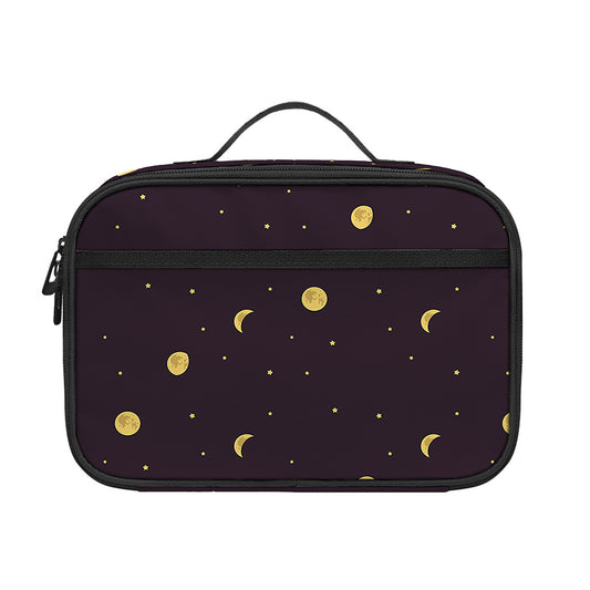 Moon Phase And Stars Pattern Print Portable Lunch Bag