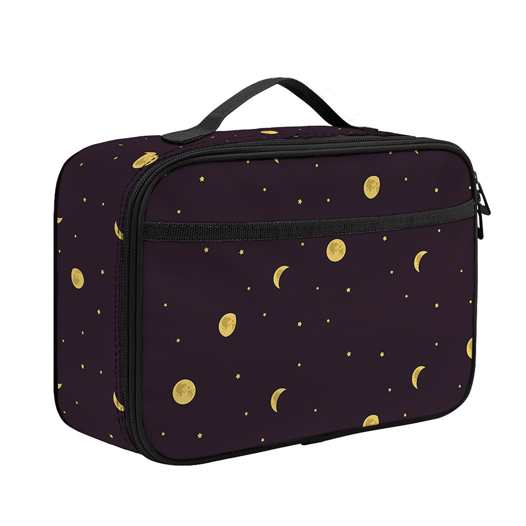 Moon Phase And Stars Pattern Print Portable Lunch Bag