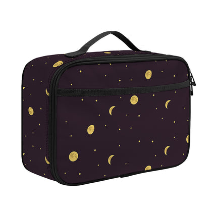 Moon Phase And Stars Pattern Print Portable Lunch Bag