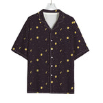 Moon Phase And Stars Pattern Print Rayon Hawaiian Shirt