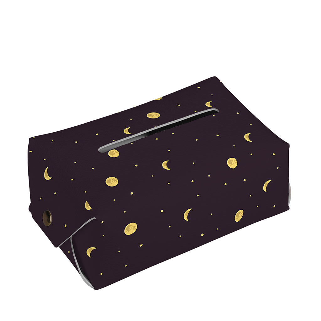 Moon Phase And Stars Pattern Print Rectangle Tissue Box Cover