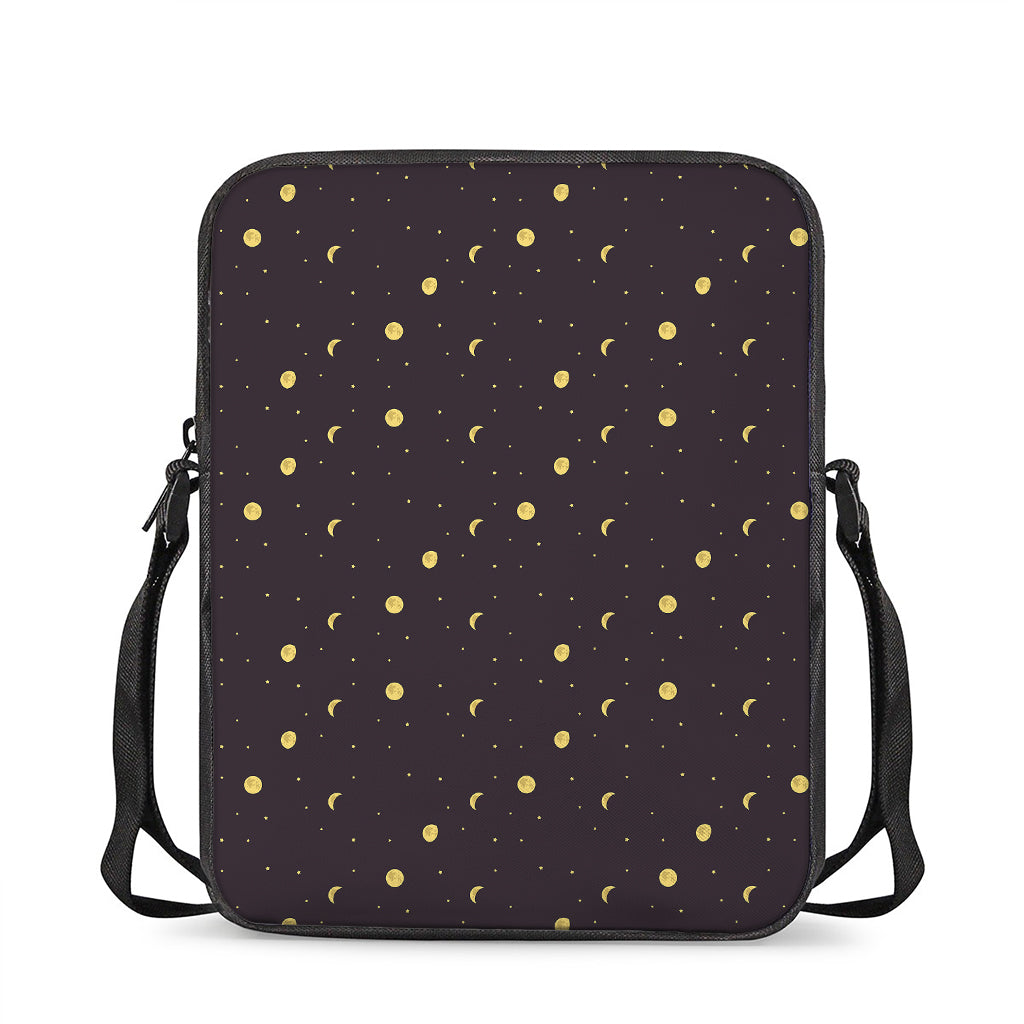 Moon Phase And Stars Pattern Print Rectangular Crossbody Bag