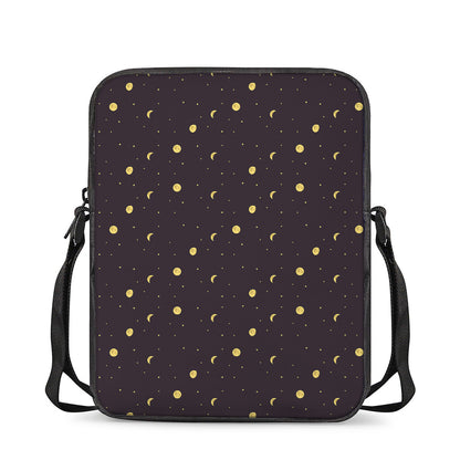 Moon Phase And Stars Pattern Print Rectangular Crossbody Bag