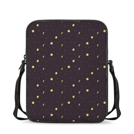Moon Phase And Stars Pattern Print Rectangular Crossbody Bag