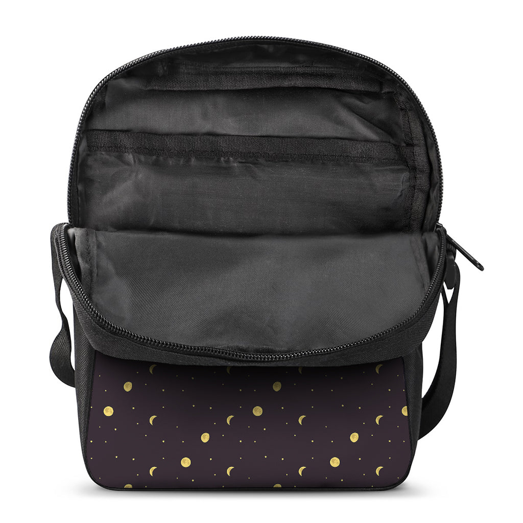 Moon Phase And Stars Pattern Print Rectangular Crossbody Bag