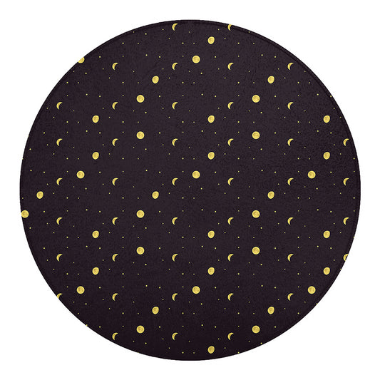 Moon Phase And Stars Pattern Print Round Blanket