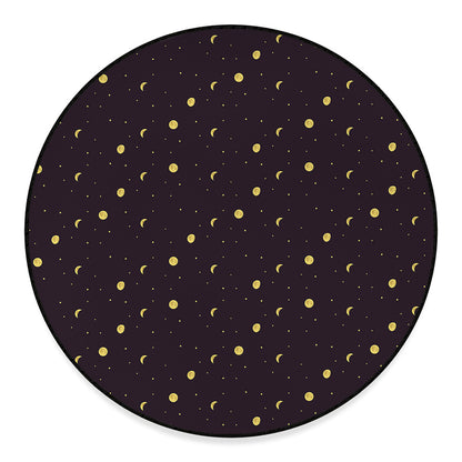 Moon Phase And Stars Pattern Print Round Floor Mat