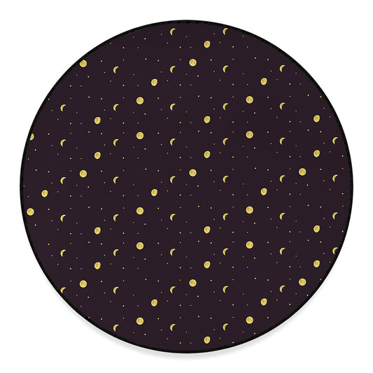 Moon Phase And Stars Pattern Print Round Floor Mat