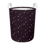 Moon Phase And Stars Pattern Print Round Laundry Basket