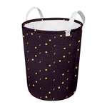 Moon Phase And Stars Pattern Print Round Laundry Basket