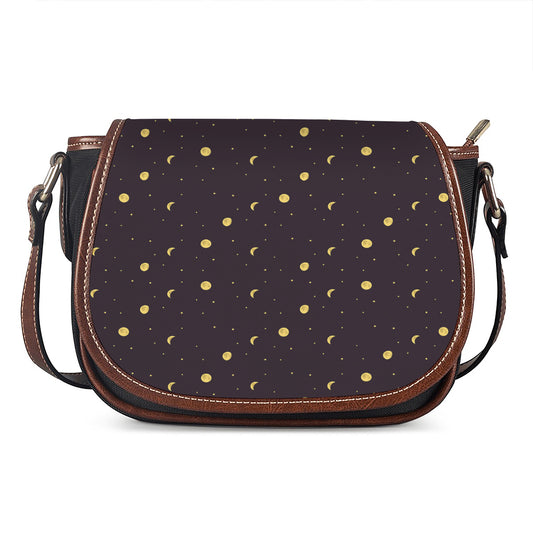Moon Phase And Stars Pattern Print Saddle Bag