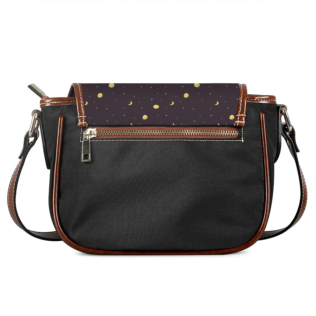 Moon Phase And Stars Pattern Print Saddle Bag