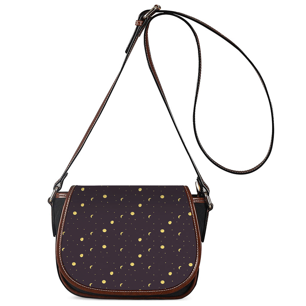 Moon Phase And Stars Pattern Print Saddle Bag