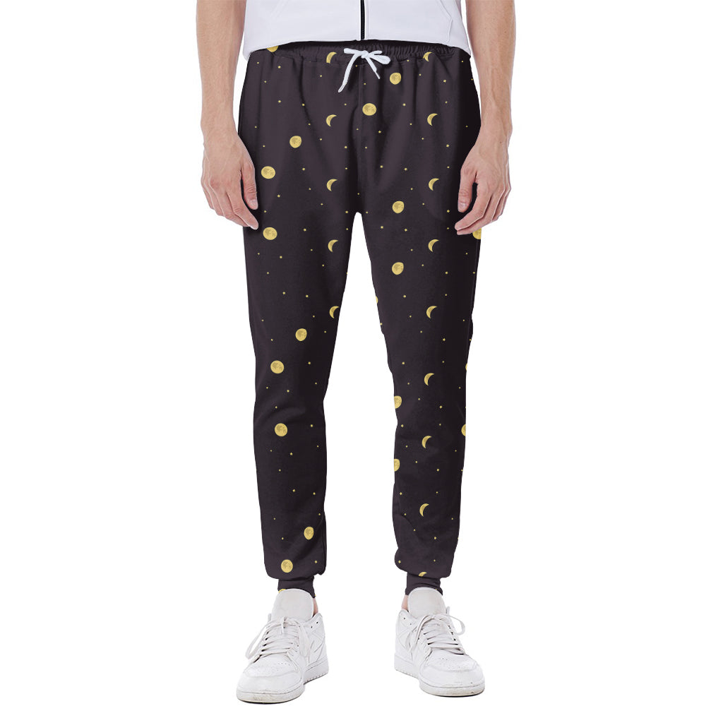 Moon Phase And Stars Pattern Print Scuba Joggers