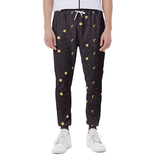 Moon Phase And Stars Pattern Print Scuba Joggers