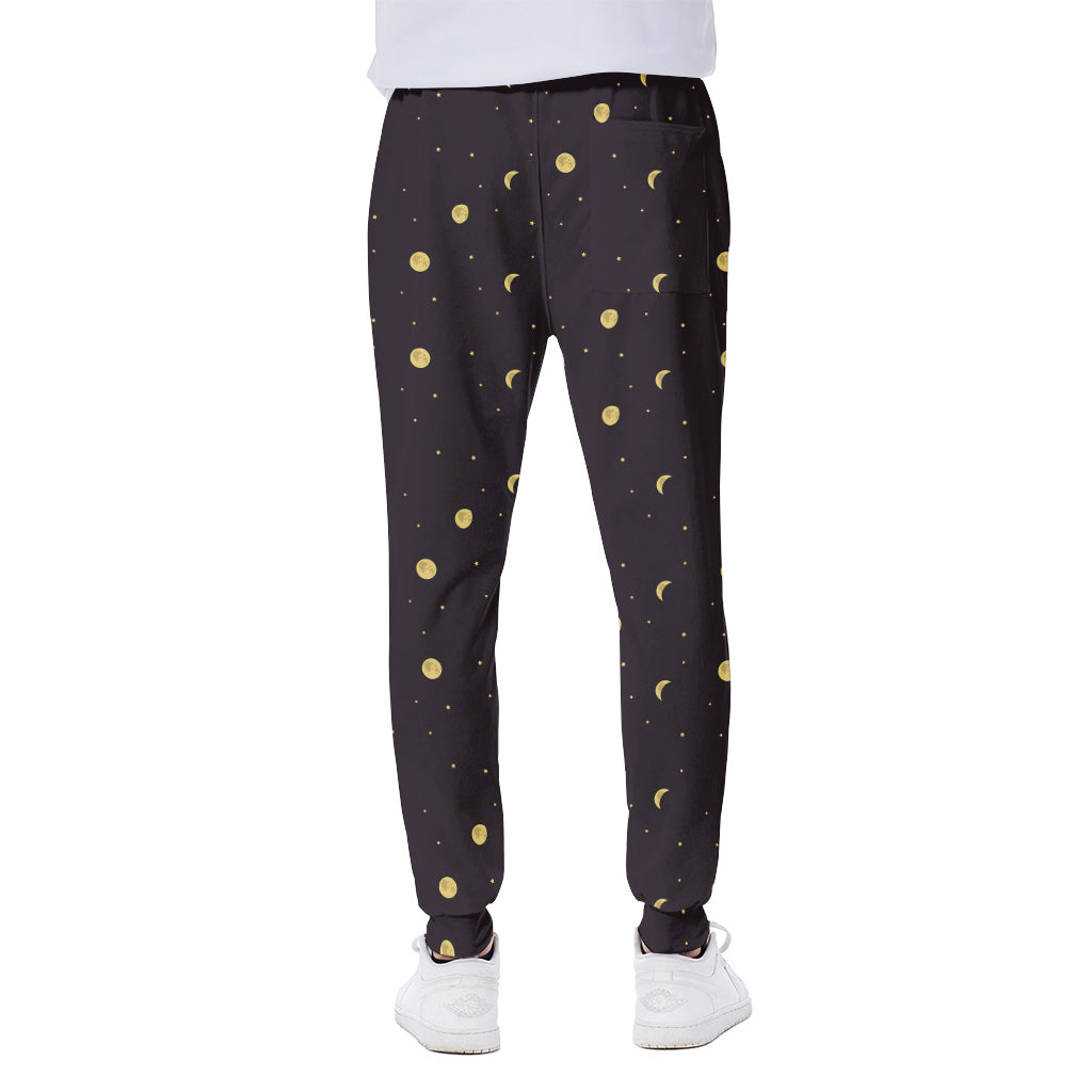 Moon Phase And Stars Pattern Print Scuba Joggers