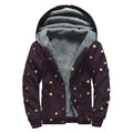 Moon Phase And Stars Pattern Print Sherpa Lined Zip Up Hoodie