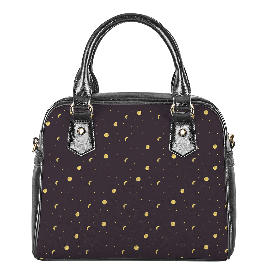 Moon Phase And Stars Pattern Print Shoulder Handbag