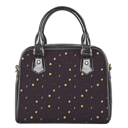 Moon Phase And Stars Pattern Print Shoulder Handbag