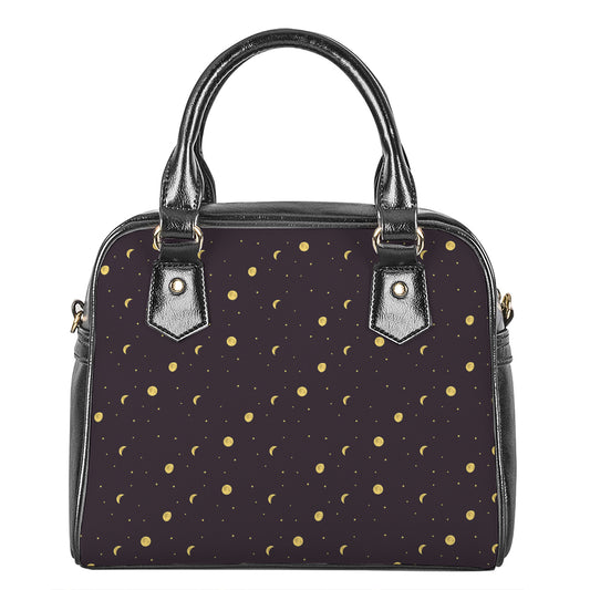 Moon Phase And Stars Pattern Print Shoulder Handbag