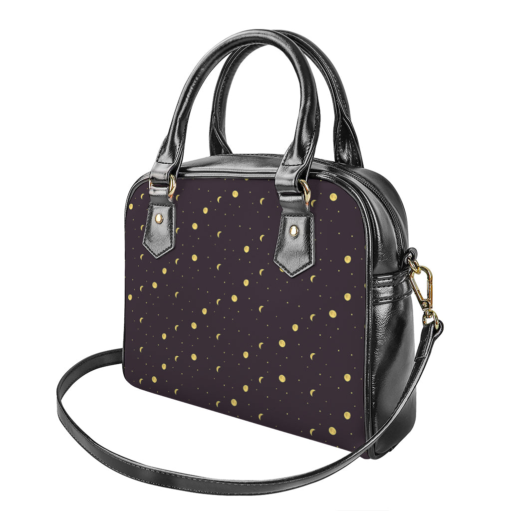 Moon Phase And Stars Pattern Print Shoulder Handbag