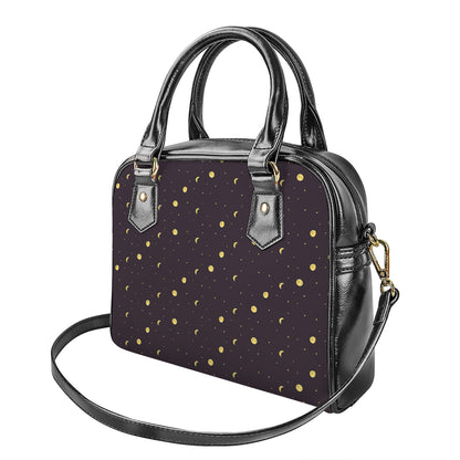 Moon Phase And Stars Pattern Print Shoulder Handbag