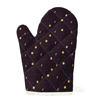 Moon Phase And Stars Pattern Print Single Oven Mitt