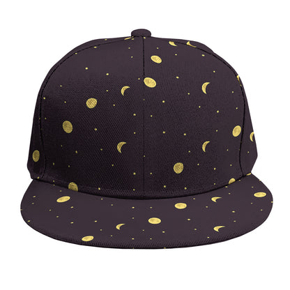 Moon Phase And Stars Pattern Print Snapback Cap