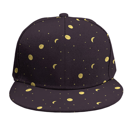 Moon Phase And Stars Pattern Print Snapback Cap