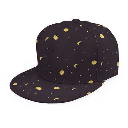 Moon Phase And Stars Pattern Print Snapback Cap