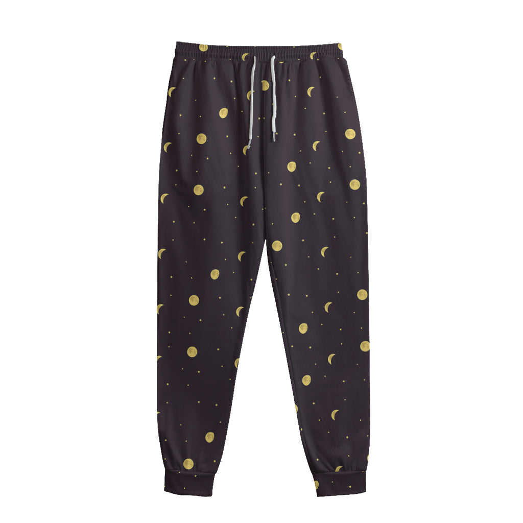 Moon Phase And Stars Pattern Print Sweatpants