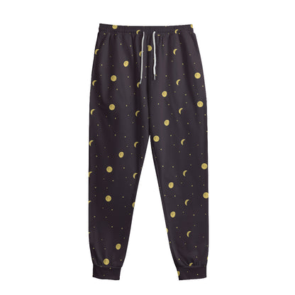 Moon Phase And Stars Pattern Print Sweatpants