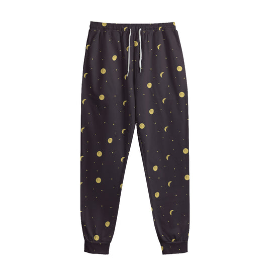 Moon Phase And Stars Pattern Print Sweatpants