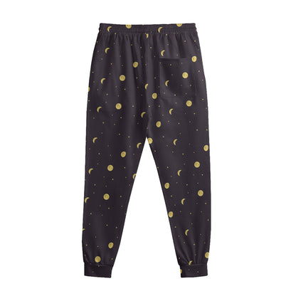 Moon Phase And Stars Pattern Print Sweatpants