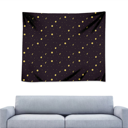 Moon Phase And Stars Pattern Print Tapestry