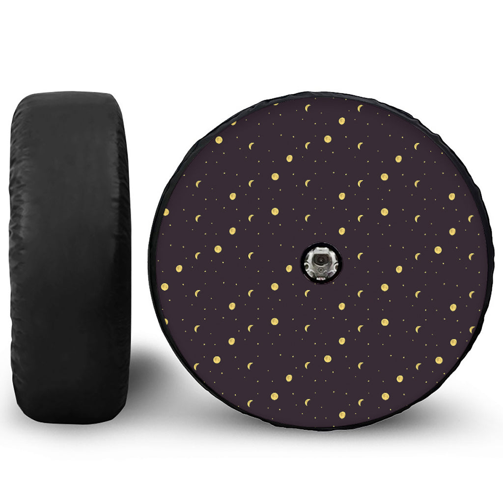 Moon Phase And Stars Pattern Print Tire Cover With Camera Hole