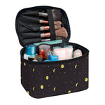 Moon Phase And Stars Pattern Print Travel Makeup Bag