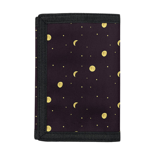 Moon Phase And Stars Pattern Print Trifold Wallet