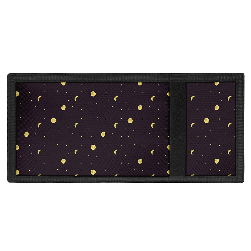 Moon Phase And Stars Pattern Print Trifold Wallet