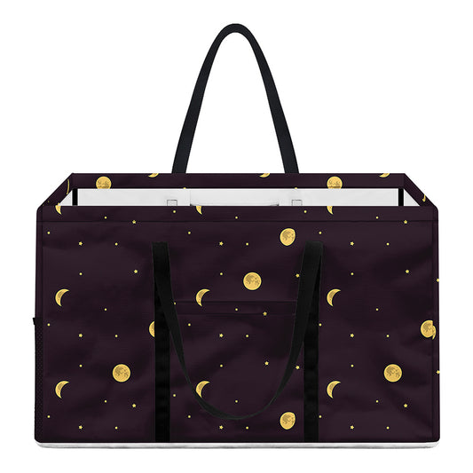 Moon Phase And Stars Pattern Print Utility Tote Bag