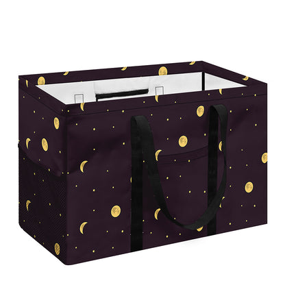 Moon Phase And Stars Pattern Print Utility Tote Bag