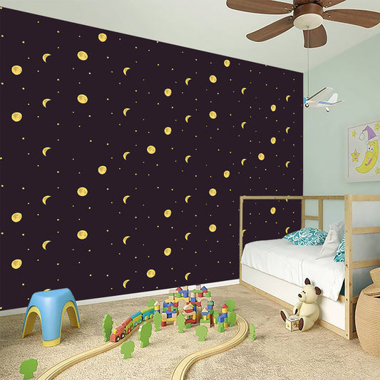 Moon Phase And Stars Pattern Print Wall Sticker