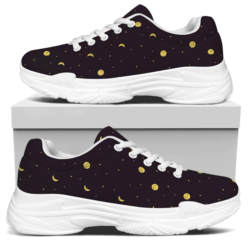Moon Phase And Stars Pattern Print White Chunky Shoes
